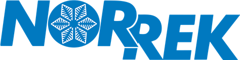 Blue "NOREK" logo with a snowflake design replacing the "O".