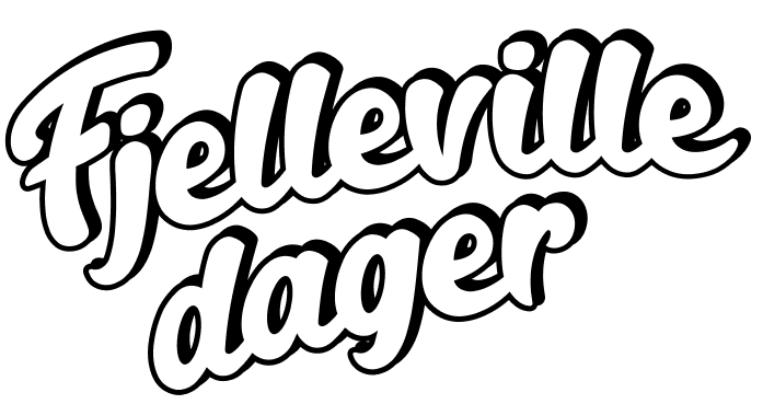 White script text 'Fjelleville dager' on a black background.
