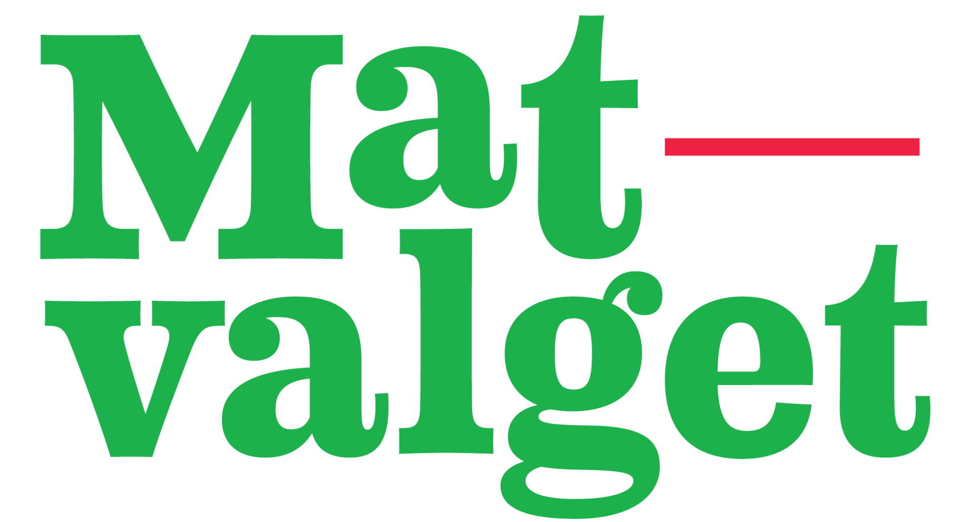 Green Mat-valget logo with a red dash on a dark green background.